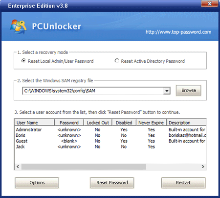 Reset Windows Local Administrator/User Password